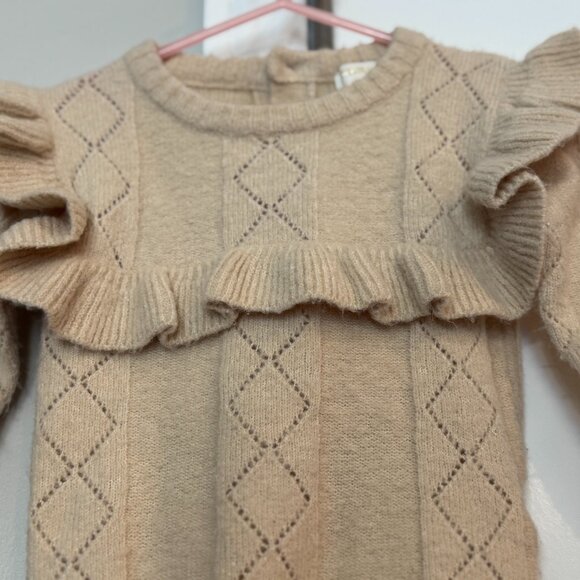 Chelsea & Violet Baby Sweater 12M | Tan Ruffle Knit - Picture 3 of 12